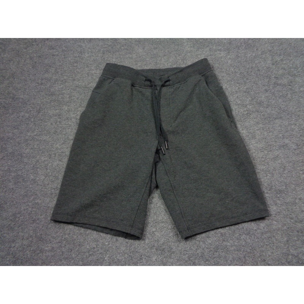Lululemon Sweat Shorts Mens S Gray Cotton Stretch Zip Pockets Drawstring Wicking